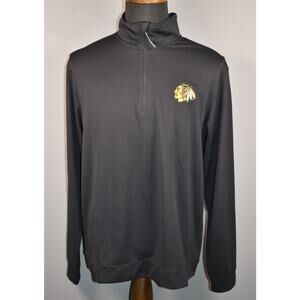NHL Chicago Blackhawks Hockey Embroidered  1/4 Zip Pullover Black New Size LG